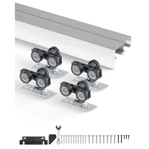 VEVOR Schiebetür-Beschlagschienensatz Schiebetürsystem 1828 mm, Doppelschienen Schiebetürsystem aus Aluminiumlegierung, passende Türbreite 927 mm x 2, Schiebetürbeschlag 68 kg belastbar VEVOR Schiebetür-Beschlagschienensatz Schiebetürsystem 1828 mm, Doppelschienen Schiebetürsystem aus Aluminiumlegierung, passende Türbreite 927 mm x 2, Schiebetürbeschlag 68 kg belastbar