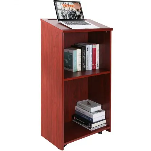 VEVOR Podiumsständer, 47 Zoll Hostessenständer mit 4 rollenden Rädern, Holzpodest mit Lagerregalen und schräger Schreibtischplatte, Rednerpulte und Podien für Kirche, Büro, Schule, Zuhause, Braun VEVOR Podiumsständer, 47 Zoll Hostessenständer mit 4 rollenden Rädern, Holzpodest mit Lagerregalen und schräger Schreibtischplatte, Rednerpulte und Podien für Kirche, Büro, Schule, Zuhause, Braun