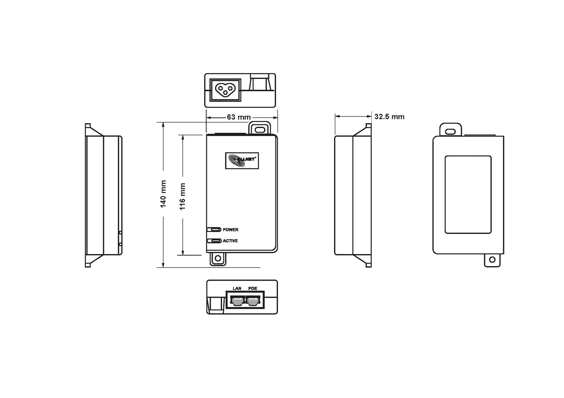 ALLNET PoE Injektor Gigabit PoE & PoE+ (15,4W/30W) / Kunststoffgehäuse / "ALL0488v6" – Bild 2