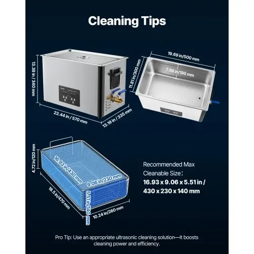 VEVOR 30 L Ultraschallreiniger, professionelle Ultraschallreinigungsmaschine mit Reinigungskorb & Digitalanzeige, 480 W Edelstahl 40 kHz Industrielle Reinigungsmaschine für Teile Vergaser Instrumente – Bild 6