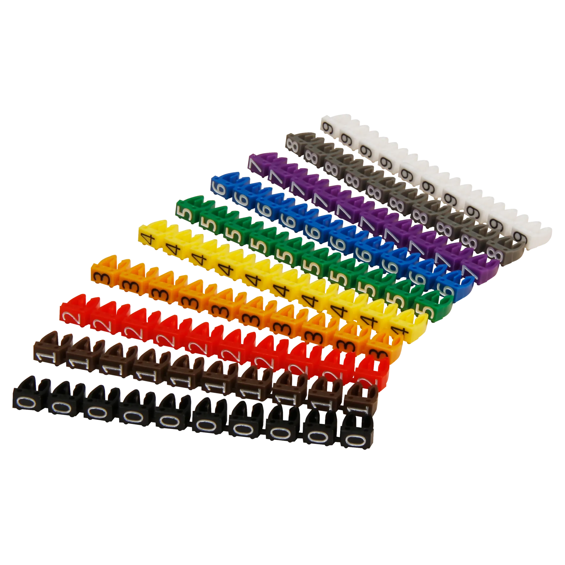 Kabelmarker-Clips McPower, bedruckt mit Ziffern 0-9, Kabeldurchmesser bis 6mm, Kunststoff Kabelmarker-Clips McPower, bedruckt mit Ziffern 0-9, Kabeldurchmesser bis 6mm, Kunststoff