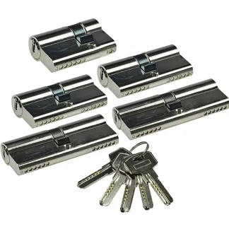 Schließzylinder-Set 5 30/10-30/30-35/35 Profil-Zylinder, 5 Sicherheits-Schlüssel Schließzylinder-Set 5 30/10-30/30-35/35 Profil-Zylinder, 5 Sicherheits-Schlüssel