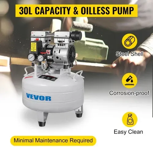 VEVOR 850W Druckluftkompressor 30L Flüsterkompressor Druckluftkompressor ölfrei Luftabgabe VEVOR 850W Druckluftkompressor 30L Flüsterkompressor Druckluftkompressor ölfrei Luftabgabe