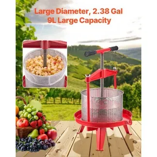 VEVOR Obstweinpresse Obstmühle Apfelmühle (9 L), Edelstahlkorb mit dreieckiger Struktur, manueller Entsafter, manuelles Mahlwerk, Apfelweinpresse Traubenpresse mit T-Griff für Küche Zuhause VEVOR Obstweinpresse Obstmühle Apfelmühle (9 L), Edelstahlkorb mit dreieckiger Struktur, manueller Entsafter, manuelles Mahlwerk, Apfelweinpresse Traubenpresse mit T-Griff für Küche Zuhause