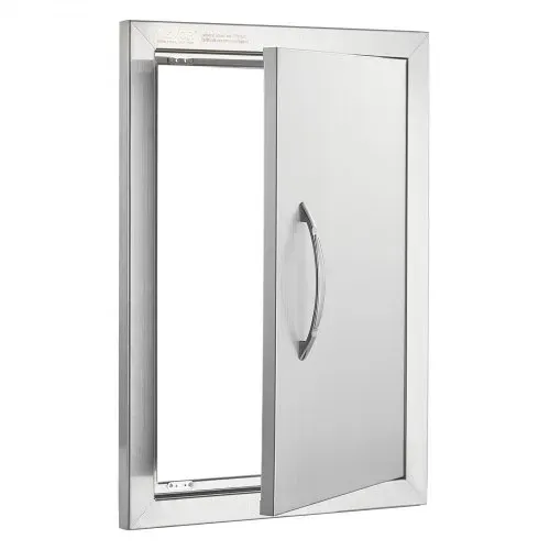 VEVOR Grill-Zugangstür, 355 x 508 mm, Einzelne Außenküchentür, Flächenbündig Montierte Edelstahltür, Vertikale Wandtür mit Griff, für Grillinsel, Grillstation, Außenschrank – Bild 8