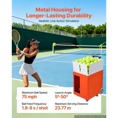 VEVOR Tennisballmaschine Max. 121 km/h Tischballwerfer 110 Ballkapazität, Ballwurfmaschine mit Spin-Steuerung, App-Steuerung, 20 Trainingsmodi, 4 Stunden Akkulaufzeit, Rollen und Metallgehäuse VEVOR Tennisballmaschine Max. 121 km/h Tischballwerfer 110 Ballkapazität, Ballwurfmaschine mit Spin-Steuerung, App-Steuerung, 20 Trainingsmodi, 4 Stunden Akkulaufzeit, Rollen und Metallgehäuse