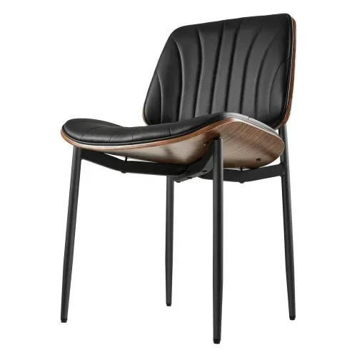 VEVOR Retro-Esszimmerstuhl (2 Stk.) eleganter gepolsterter Leder-Beistellstuhl (158,76 kg belastbar) für Esstische, platzsparender Küchentischstuhl mit dicken Kissen & Metallbeinen, Schwarz Café – Bild 10