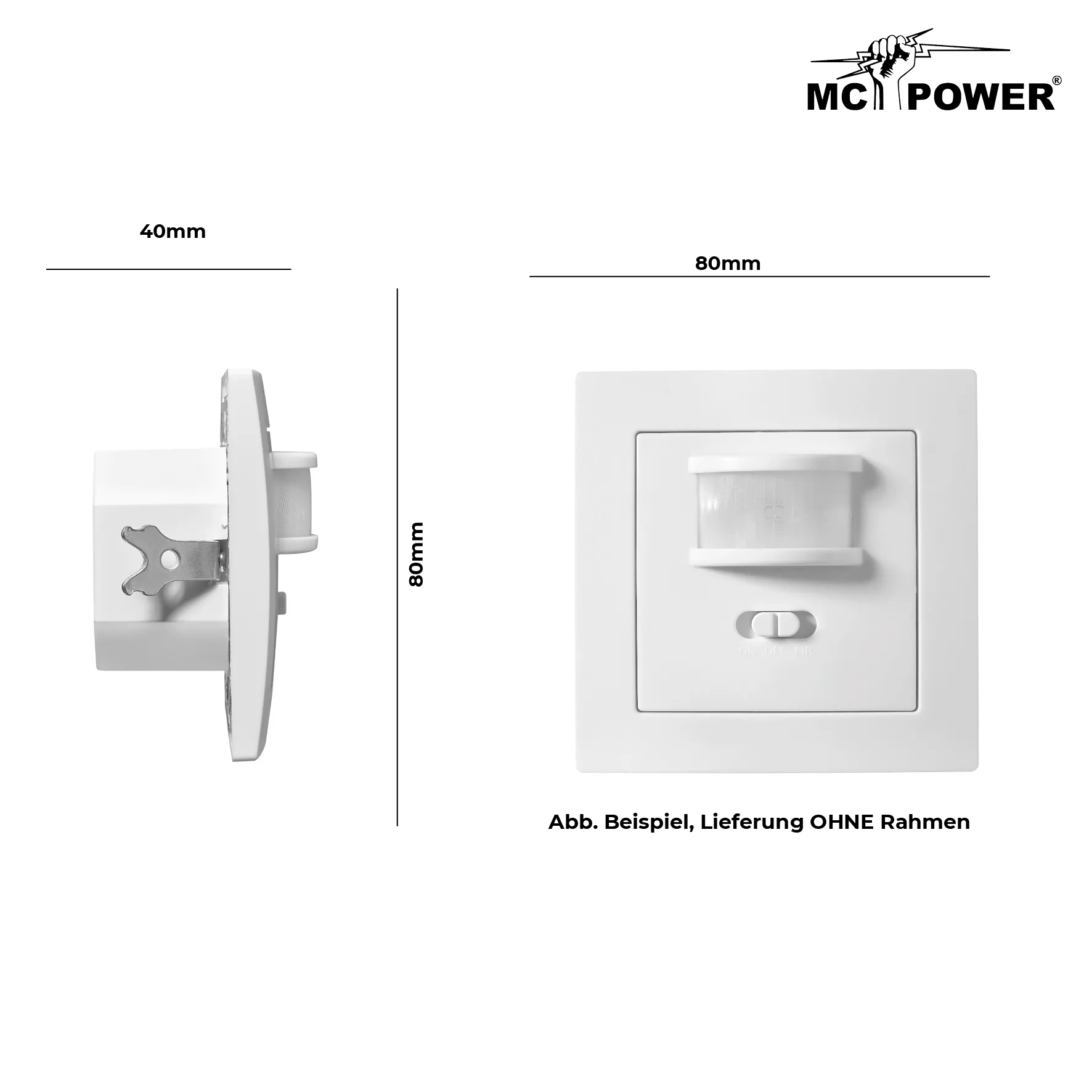 Unterputz IR Bewegungsmelder McPower ''Flair'' 160°, 750W, LED geeignet, weiß – Bild 4