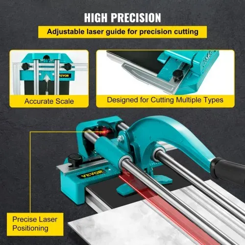 VEVOR Profi Fliesenschneider 800mm Doppelschienen Halterungen Manueller Fliesenschneider 3/5 Zoll Kappe mit Präzisionslaser Manuelle – Bild 3