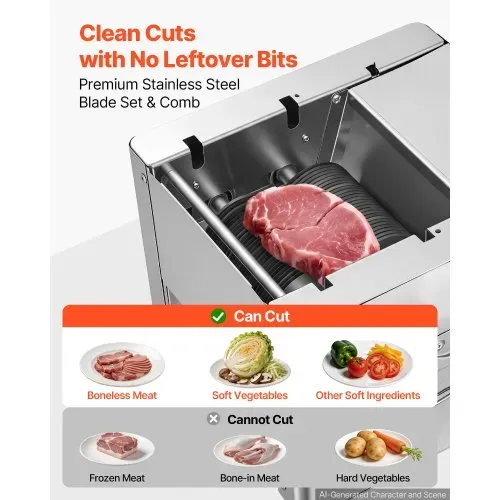 VEVOR Fleischschneidemaschine Fleischschneider 550 W 159 kg/h kommerzielle Fleischschneidemaschine aus Edelstahl (3,5 mm dick), elektrischer Lebensmittelschneider für Restaurant, Supermarkt – Bild 5