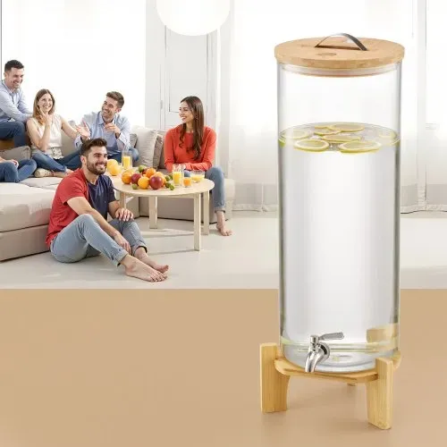 VEVOR Getränkespender (1 x 13 L) für Partys Saftspender (aus Glas) mit Holzständer & Zapfhahn Wasserspender für Restaurants Partys, Limonade Eistee selbstgemachte Getränke Spender – Bild 7