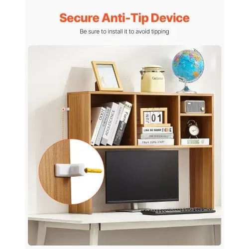VEVOR Schreibtisch Bücherregal 1-stufiger Organizer (94 x 24 x 73 cm) Tischregale Schreibtisch Organizer Ausstellungsregal aus Spanplatten mit rutschfesten Füßen, für Büro Wohnheim, Holzfarbe – Bild 5