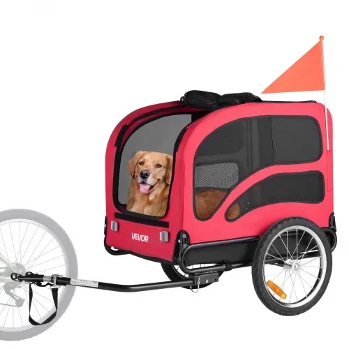 VEVOR Hundeanhänger, bis zu 45 kg , Haustierwagen-Fahrradträger für kleine & große Hunde, klappbarer Rahmen mit Rädern, universelle Fahrradkupplung, inkl. Flagge, interne Leine, 1350x720x840 mm – Bild 8