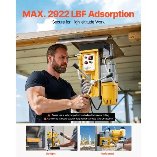 VEVOR Magnetbohrmaschine Kernbohrmaschine 1400 W 50 mm Bohrdurchmesser, 13000 N tragbare elektrische Magnetbohrmaschine, 750 U/min Drehzahl, Bohrmaschine für Metalloberflächen Industrie Heimwerker – Bild 4
