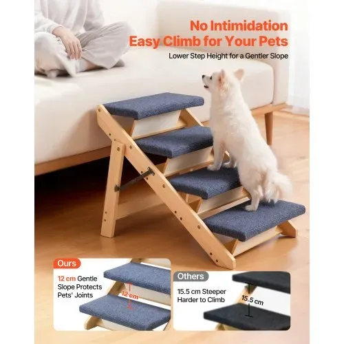 VEVOR Hundetreppe 630x470x490 mm, 4-stufige Hautiertreppe, klappbare Holztreppe geeignet für kleine, mittlere, große, ältere Haustiere sowie Welpen bis 68 kg, Hundeleiter für Betten, Sofas & Autos VEVOR Hundetreppe 630x470x490 mm, 4-stufige Hautiertreppe, klappbare Holztreppe geeignet für kleine, mittlere, große, ältere Haustiere sowie Welpen bis 68 kg, Hundeleiter für Betten, Sofas & Autos
