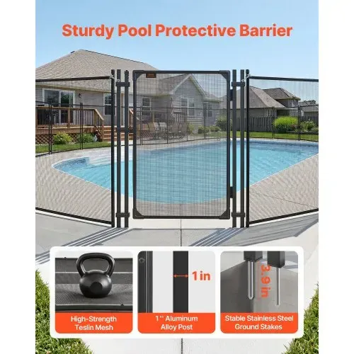 VEVOR Poolzaun Tor 1,2x0,75 m, Tür für Poolschutzzaun Kinderschutzzaun, Sicherheitstor-Set mit Selbstschließ- & Selbstverriegelungsfunktion, 352 g/m² Teslin-PVC-Gewebe, für Schwimmbecken, Schwarz – Bild 2