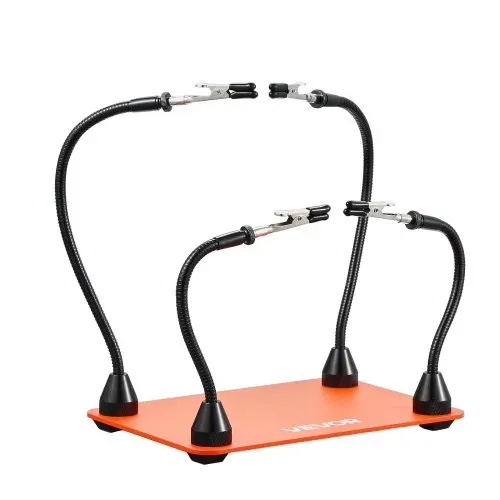 VEVOR Löthilfe Dritte Hand 201x140x3 mm, magnetische Lötstation, 4 flexible Arme, mit Krokodilklemmen und rutschfester Stahlbasis, für elektronische Reparaturen, Basteln, Hobby, Heimwerken – Bild 8