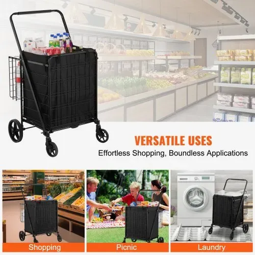 VEVOR Einkaufstrolley Einkaufswagen Klappbar 95,3 kg Belastbar, Einkaufsroller Handwagen Multifunktional 600D-Oxford-Gewebe, Shoppingtrolley Faltbar für Wäsche, Lebensmittel, Camping-Werkzeuge usw. – Bild 6