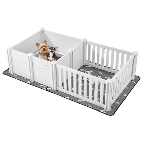 VEVOR Wurfkiste für Welpen, 186,5x97x50 cm, Hundelaufstall, mit höhenverstellbarer Tür, Welpenlaufstall, waschbarer Pipi-Unterlage, Wurfbox aus PVC-Kunststoff für mittelgroße Hunde VEVOR Wurfkiste für Welpen, 186,5x97x50 cm, Hundelaufstall, mit höhenverstellbarer Tür, Welpenlaufstall, waschbarer Pipi-Unterlage, Wurfbox aus PVC-Kunststoff für mittelgroße Hunde