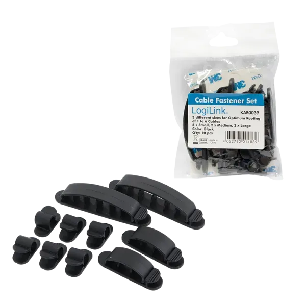 Kabelhalter-Set, ABS, 10 Stk., schwarz, selbstklebend – Bild 4