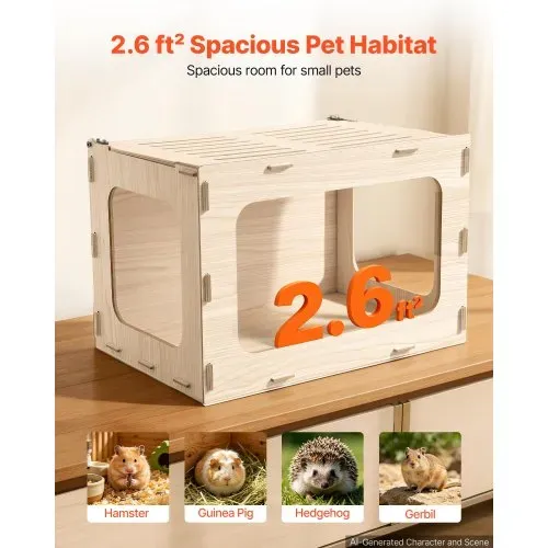 VEVOR Hamsterkäfig Nagerkäfig Nagarium Hamstergehege Holz 605x405x405mm, 270°-Sichtfenster Nagersicher mit Deckel Belüftung für Goldhamster Zwerghamster Meerschweinchen Rennmäuse VEVOR Hamsterkäfig Nagerkäfig Nagarium Hamstergehege Holz 605x405x405mm, 270°-Sichtfenster Nagersicher mit Deckel Belüftung für Goldhamster Zwerghamster Meerschweinchen Rennmäuse