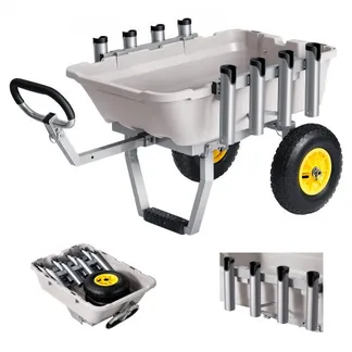 VEVOR Angelwagen Faltbar, 90,7kg Belastbarer Bollerwagen mit 2 All-Terrain-Gummireifen, Transportwagen mit Alugestell 8 Rutenhaltern, Multifunktionale Transportkarre für Angeln Camping Strand Outdoor VEVOR Angelwagen Faltbar, 90,7kg Belastbarer Bollerwagen mit 2 All-Terrain-Gummireifen, Transportwagen mit Alugestell 8 Rutenhaltern, Multifunktionale Transportkarre für Angeln Camping Strand Outdoor