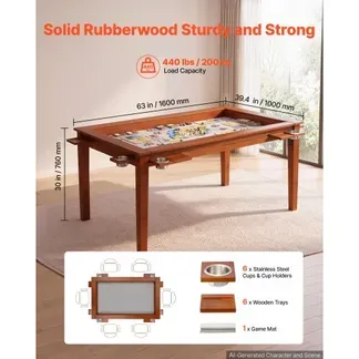 VEVOR Brettspieltisch 160x100x76cm 2-in-1 Spiel- & Esstisch 200kg Belastbar, Geräumig für 6 Spieler, Massivholz, mit Abnehmbaren Tischplatten Getränkehaltern Leder-Spielmatte & Ausziehbaren Tabletts VEVOR Brettspieltisch 160x100x76cm 2-in-1 Spiel- & Esstisch 200kg Belastbar, Geräumig für 6 Spieler, Massivholz, mit Abnehmbaren Tischplatten Getränkehaltern Leder-Spielmatte & Ausziehbaren Tabletts