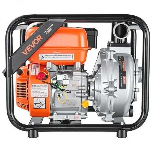 VEVOR Benzin Wasserpumpe 49,9 m Förderhöhe, Schmutzwasserpumpe 6 PS, Tragbare Motorpumpe, Benzinmotor mit 762 cm Auslassschlauch, Gusseisenlaufrad, Gartenpumpe für Bewässerung, Teiche & Pools – Bild 8