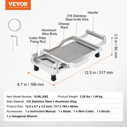 VEVOR Käseschneider mit Draht, 0,2 Zoll ultradünne Käse-Butterschneideklinge, abnehmbarer Käsehobeldraht, kommerzieller Käsehobel aus Aluminiumlegierung mit Messerdraht aus 316er Edelstahl, zum Kochen in der Küche – Bild 6