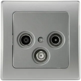 DELPHI Antennendose TV+Radio+Sat inkl. Rahmen, UP, silber DELPHI Antennendose TV+Radio+Sat inkl. Rahmen, UP, silber