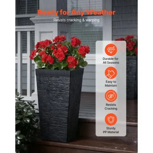 VEVOR Pflanztopf 300x300x580 mm 2er-Set, Blumentopf, Blumenkübel, PP-Pflanzgefäß, Planzkübel, Pflanzkasten mit Innentopf & Abflusslöchern, Geeignet für Zimmer- & Gartenpflanzen, Schwarz VEVOR Pflanztopf 300x300x580 mm 2er-Set, Blumentopf, Blumenkübel, PP-Pflanzgefäß, Planzkübel, Pflanzkasten mit Innentopf & Abflusslöchern, Geeignet für Zimmer- & Gartenpflanzen, Schwarz