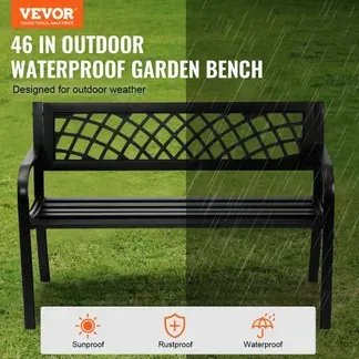 VEVOR Gartenbank Terrassenbank aus Metall, 1163 mm Parkbank Ruhebank 218 kg Tragkraft, 3 Personen Garten- und Parkbank mit Rückenlehne & Armlehnen, Vintage Sitzbank für Garten, Park, Hof, Veranda VEVOR Gartenbank Terrassenbank aus Metall, 1163 mm Parkbank Ruhebank 218 kg Tragkraft, 3 Personen Garten- und Parkbank mit Rückenlehne & Armlehnen, Vintage Sitzbank für Garten, Park, Hof, Veranda