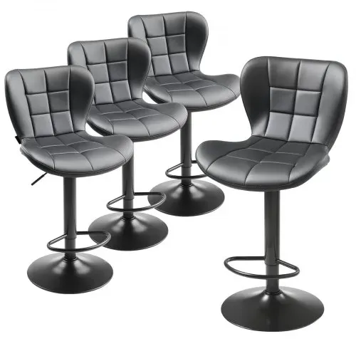 VEVOR Barhocker 4 Stk. moderner Thekenhocker aus PU-Leder, 360° drehbarer Bistrohocker mit Rückenlehne & Fußstütze, höhenverstellbarer Küchenhocker (149,7 kg belastbar) für Esszimmer Schwarz VEVOR Barhocker 4 Stk. moderner Thekenhocker aus PU-Leder, 360° drehbarer Bistrohocker mit Rückenlehne & Fußstütze, höhenverstellbarer Küchenhocker (149,7 kg belastbar) für Esszimmer Schwarz