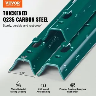 VEVOR 3 Fuß langer Zaunpfosten, 10er-Pack T-Pfosten Hochleistungs-Zaunpfosten aus Metall, stabile Zaunpfähle aus Stahl für Gartenhof, Rasen, Bauernhöfe und Maschendrahtzäune im Freien, grün VEVOR 3 Fuß langer Zaunpfosten, 10er-Pack T-Pfosten Hochleistungs-Zaunpfosten aus Metall, stabile Zaunpfähle aus Stahl für Gartenhof, Rasen, Bauernhöfe und Maschendrahtzäune im Freien, grün
