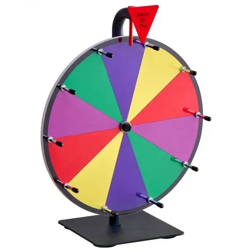 VEVOR Glücksrad Drehrad (305 mm) 10 Slots Glücksrad mit Ständer, Lotteriespiele Gewinn-Roulette mit Tafelschwamm & 2 Markern, 6 Farben, Spinning Prize Wheel ideal für Party Kneipe Messe – Bild 10