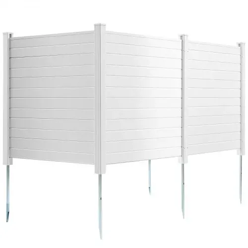 VEVOR 4xPaneele Gartenzaun 122x122cm Sichtschutzzaun PVC und verzinktes Blech-Erdspieß Windschutzzaun Metallpfähle bis 50cm Lamellenzaun Steckzaun Sichtschutz ideal für Pool-Ausrüstung Klimaanlagen – Bild 10
