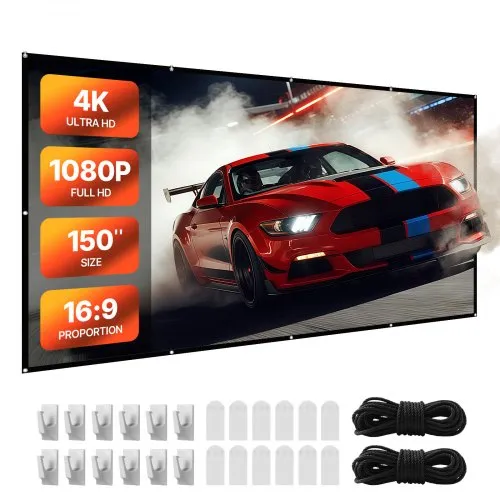 VEVOR manuelle Projektionsleinwand Beamer Leinwand, 150 Zoll 16:9 4K 1080 HD, wandmontierte Projektionsleinwand mir mit 12 Haken und doppelseitigen Klebebändern, Filmprojektion für Heimkino VEVOR manuelle Projektionsleinwand Beamer Leinwand, 150 Zoll 16:9 4K 1080 HD, wandmontierte Projektionsleinwand mir mit 12 Haken und doppelseitigen Klebebändern, Filmprojektion für Heimkino