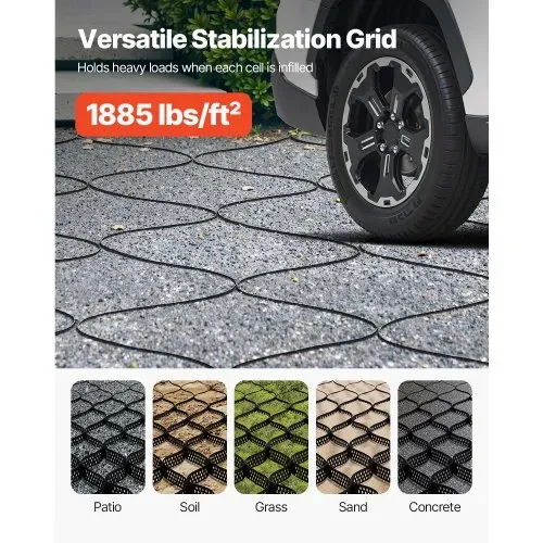 VEVOR Kiesgitter, 50 mm Tiefe, Rasengitter 5200x2700 mm, Kieswabe HDPE, Wabengitter, durchlässige Geogitter zur Einfahrtsstabilisierung, für Garten, Terrasse, Gehweg, Wohnmobilparkplätze – Bild 4