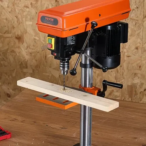 VEVOR 254 mm Tischbohrmaschine, 550 W Induktionsmotor, Säulenbohrmaschine mit 550-2500U/min einstellbarer Geschwindigkeit, 0–45° neigbarer Arbeitstisch, Röntgenpositionierung, für Holzmetall – Bild 7