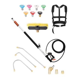 VEVOR 6358 mm Teleskop-Hochdruckreinigerlanze, Teleskopstrahlrohr, 4000 PSI Teleskop-Sprühstab mit Verlängerungsstangen, Bürstenkopf, Schwenkkupplung, 7 Düsen, Stützgurt, für Dachrinnen VEVOR 6358 mm Teleskop-Hochdruckreinigerlanze, Teleskopstrahlrohr, 4000 PSI Teleskop-Sprühstab mit Verlängerungsstangen, Bürstenkopf, Schwenkkupplung, 7 Düsen, Stützgurt, für Dachrinnen