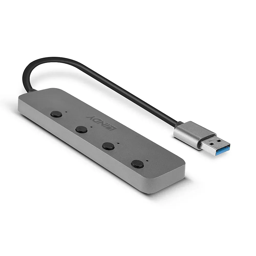 Lindy 43309 Schnittstellen-Hub USB 3.2 Gen 1 (3.1 Gen 1) Type-A 5 Mbit/s Grau – Bild 2