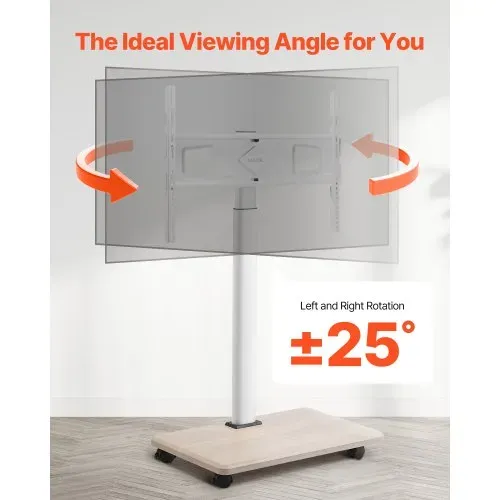 VEVOR rollbarer TV-Ständer TV-Wagen für 812,8-1778 mm TVs bis zu 45 kg, 25° Links-Rechts-Drehung & höhenverstellbare TV-Halterung mit Regal für Ecke Schlafzimmer Wohnzimmer (max. 600 x 400 mm) – Bild 4