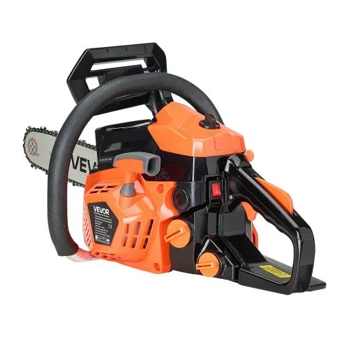 VEVOR 40cc Benzin-Kettensäge, 355 mm Benzin-Kettensäge, 1,8 PS starke Säge mit rutschfestem Griff, zwei Kraftstofftanks, Not-Aus-Funktion, max. 12000U/min, zum Holzfällen, Baumbeschneiden & Roden – Bild 10