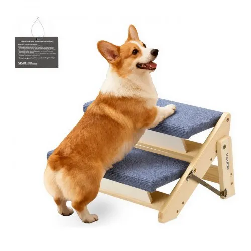 VEVOR Hundetreppe 370x470x260 mm, 2-stufige Hautiertreppe, klappbare Holztreppe geeignet für kleine, mittlere, große, ältere Haustiere sowie Welpen bis 50 kg, Hundeleiter für Betten, Sofas & Autos VEVOR Hundetreppe 370x470x260 mm, 2-stufige Hautiertreppe, klappbare Holztreppe geeignet für kleine, mittlere, große, ältere Haustiere sowie Welpen bis 50 kg, Hundeleiter für Betten, Sofas & Autos