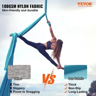 VEVOR Aerial Yoga Hängematte Set 5 x 2,8 m, Blau Aerial Yoga Swing Air Fliegen, Yoga-Schaukel Hammock Swing 1000 kg Max. Tragfähigkeit, inkl. Yoga-Socken & Stahlkarabiner, Anti-Gravity-Übungen VEVOR Aerial Yoga Hängematte Set 5 x 2,8 m, Blau Aerial Yoga Swing Air Fliegen, Yoga-Schaukel Hammock Swing 1000 kg Max. Tragfähigkeit, inkl. Yoga-Socken & Stahlkarabiner, Anti-Gravity-Übungen