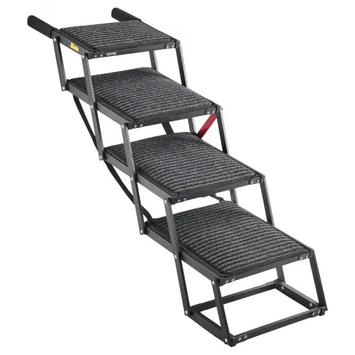 VEVOR Hundetreppe Auto Klappbar 4-Stufig, Extra Breite Hunderampe für Große Hunde mit Weichem Filzteppich, Tragbare Einstiegshilfe für Auto, SUV, LKW, Hochbett, Sofa, Tragkraft bis 90 kg – Bild 8
