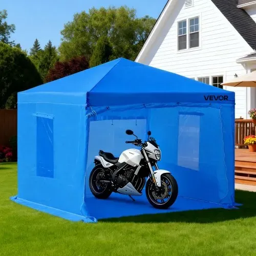 VEVOR tragbares Lackierkabinenzelt (293x293x181 cm) Sprühfarbenzelt für Sprühmalerei, wasserfeste & faltbare Farbkabine mit 2 Netz-Seitenfenstern für Autoteile Möbel Motorräder Sprühschutz blau – Bild 7