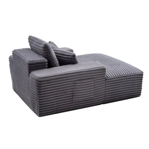 VEVOR Chaiselongue Relaxliege 124 cm, gepolstertes Schlafsofa mit Dekokissen & Armlehnen, Schlafcouch mit tiefer Sitzfläche für Wohnzimmer Schlafzimmer, Loungesessel aus hochelastischem Schwamm – Bild 9