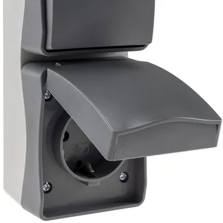 NUQUI Feuchtraum Schalter & Steckdose IP54, Aufputz, 250V~/ 10A/16A, Vertikal NUQUI Feuchtraum Schalter & Steckdose IP54, Aufputz, 250V~/ 10A/16A, Vertikal