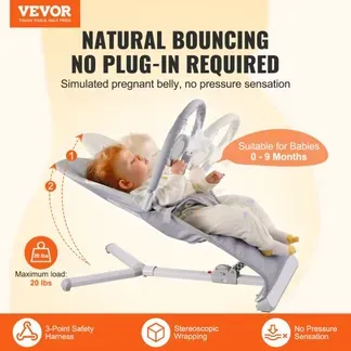 VEVOR Babywippe, klappbarer Wippensitz für Babys von 0–9 Monaten, Wippenstuhl mit 2 Liegewinkeln & drehbarem Spielzeugbügel, Babyschaukel mit Reisetasche für drinnen & draußen, 685x410x600mm VEVOR Babywippe, klappbarer Wippensitz für Babys von 0–9 Monaten, Wippenstuhl mit 2 Liegewinkeln & drehbarem Spielzeugbügel, Babyschaukel mit Reisetasche für drinnen & draußen, 685x410x600mm